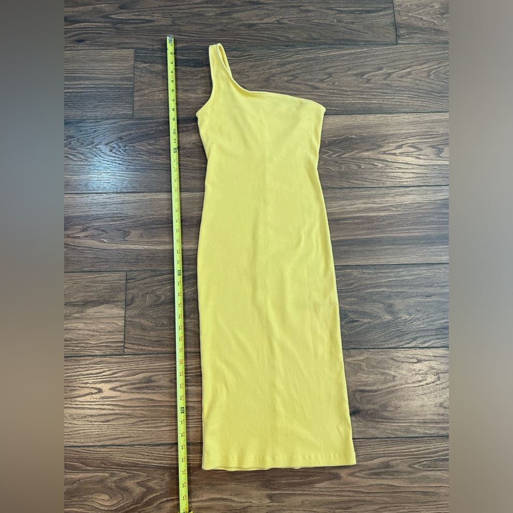 Yellow Bodycon Ribbed One Shoulder dress